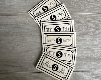 Wooden Play Money Set, Montessori Math Toy