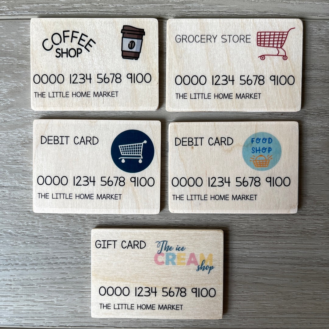 Pretend Play Credit Cards Coffee Shop Gift Cards Play Money Debit Card