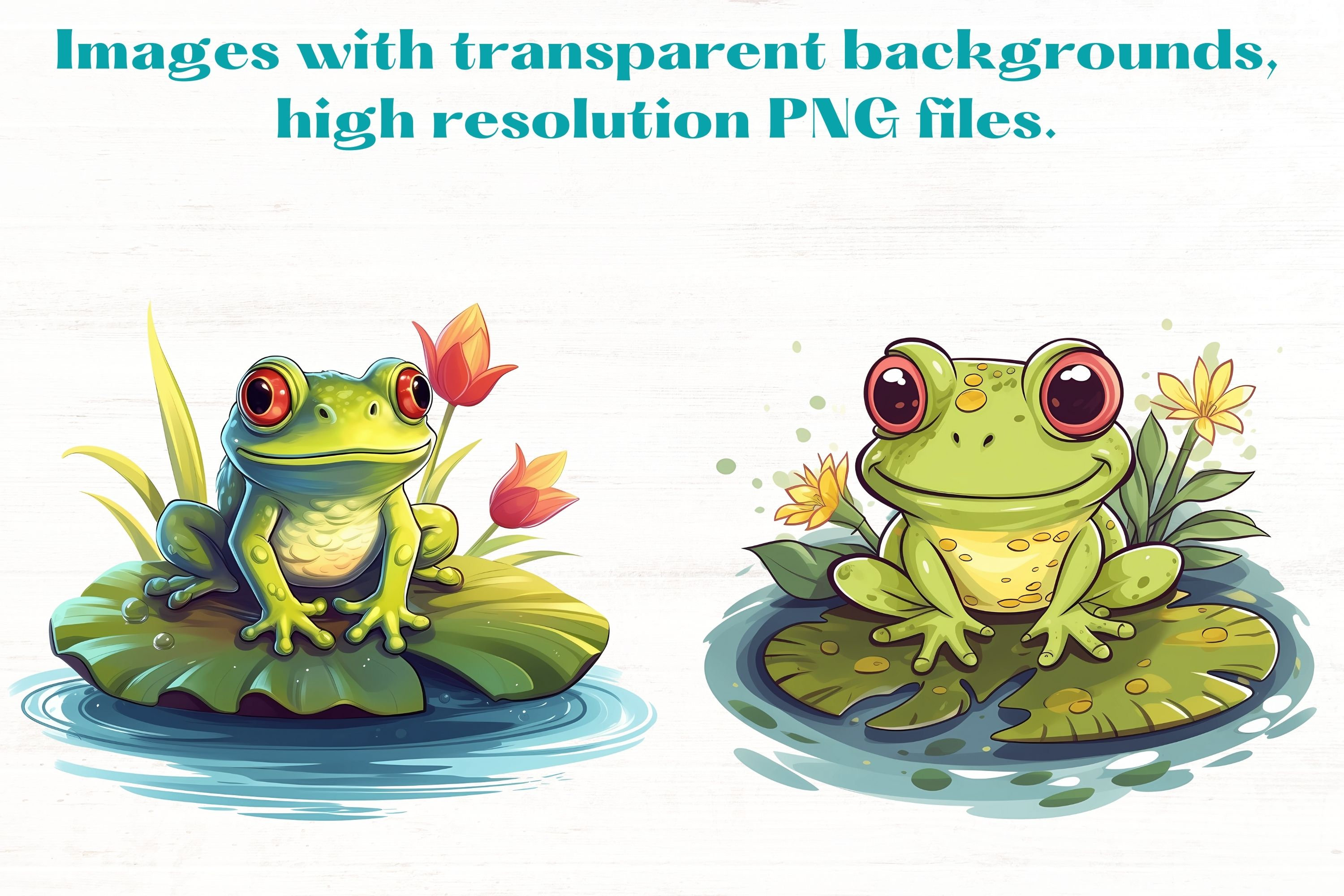 HAPPY FROGS Watercolor Clipart Set, 12 Clip Art Images, Transparent Png ...