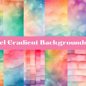 Pretty pastel gradient digital papers, backgrounds, abstract pattern, digital scrapbook paper pack, 12 decorative papers, soft pastel colors