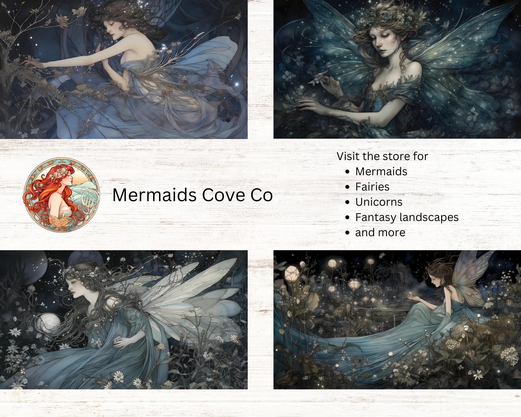 Set of 12 Fairy Digital Wallpapers or Backgrounds, 16:9 Size, Art ...