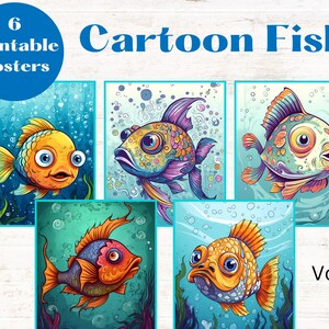 Kids Sea Life Fish printable posters, nursery pictures for kids, fish life, under the sea, bright and colorful, print at home download