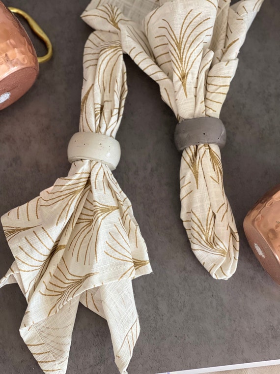 Hand Poured Concrete napkin ring set (4)