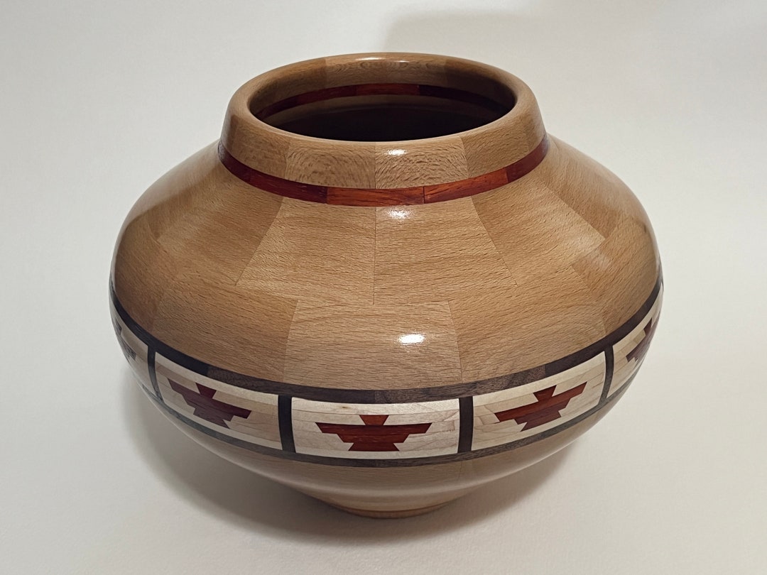 Closed Segment Wood Bowl With Thunderbird Feature Ring Etsy