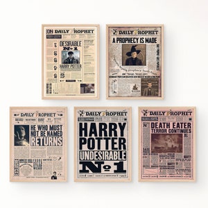 Set of Five Remastered Printable Daily Prophet Pages HP - Etsy