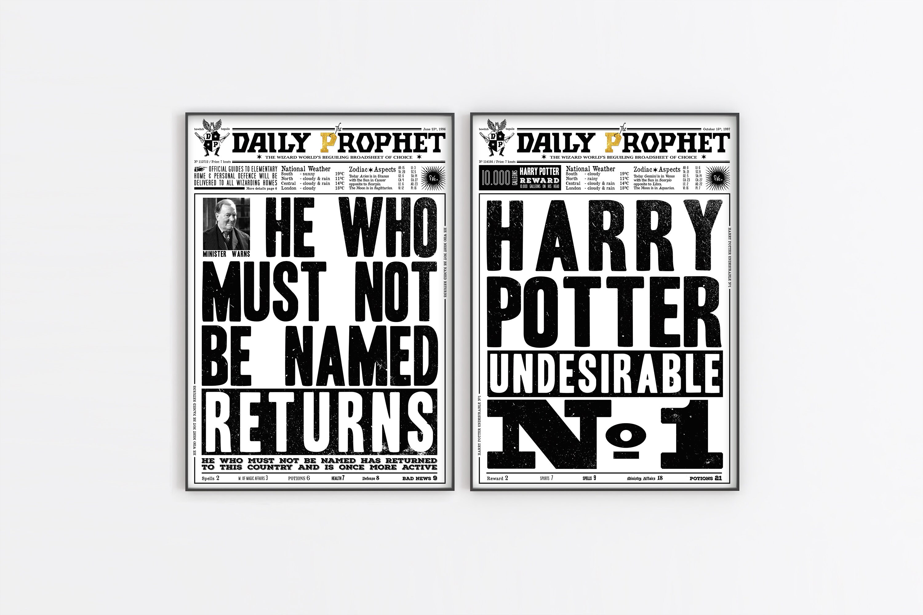 Set of Ten Remastered Printable Daily Prophet Pages HP - Etsy