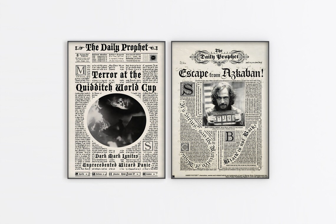 Set of Ten Remastered Printable Daily Prophet Pages HP - Etsy
