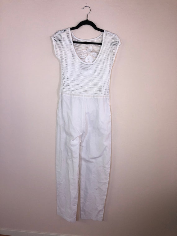 Cool White Cotton 70s/80s Jumpsuit. - image 2