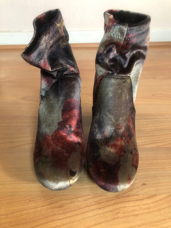 Velvet Floral Boots Size 8