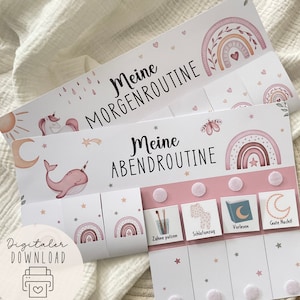 Morgen & Abendroutine für Kinder Einhorn Wal/ Routineplan mit Sternchen/ Routineplan für Kinder/ Morgenroutine für Kinder/zum ausdrucken