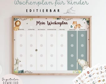 Wochenplan für Kinder mit Routinekarten  visuelle Wochenübersicht  Montessori inspiriert für mehr Struktur im Alltag editierbar
