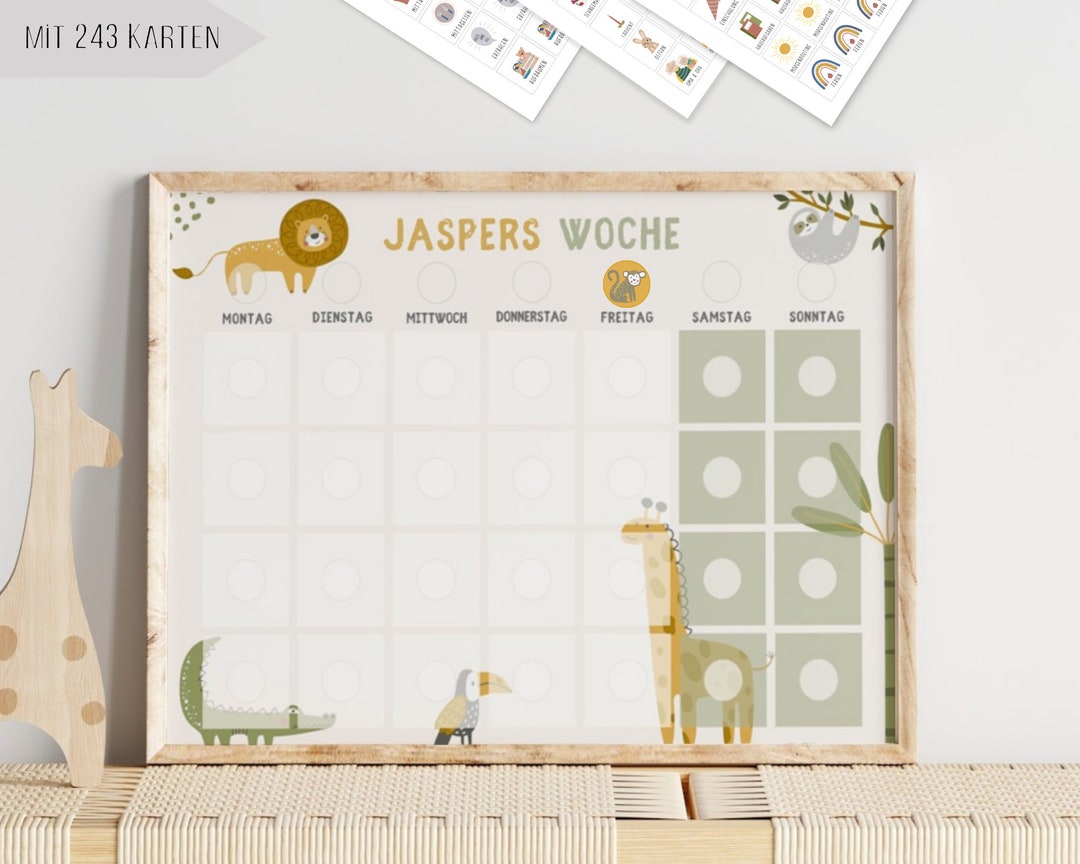 Weekly Plan for Children/ Weekly Plan Jungle/ Children's Etsy
