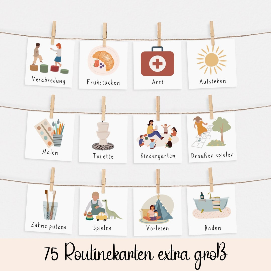 75 Routine Cards Extra Large/ to Print Out/ Daily Routine Card for ...