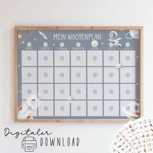 Wochenplan für Kinder/ Wochenplan Space/ Kinder Wochenplan/  Montessori zum ausdrucken