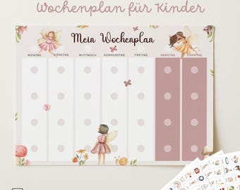 Wochenplan für Kinder mit Routinekarten visuelle Wochenübersicht Fee Montessori Routineplan zum ausdrucken, Pdf Datei