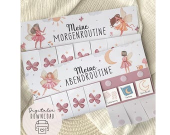 Morgen & Abendroutine für Kinder zum Ausdrucken Fee / Routineplan mit Sternchen/ Morgenroutine für Kinder Montessori Vorlage Download