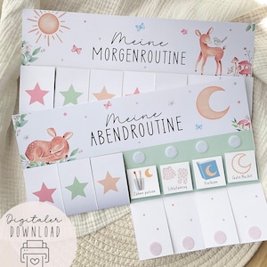 Morgen & Abendroutine für Kinder Reh/ Routineplan mit Sternchen/ Routineplan für Kinder/ Morgenroutine für Kinder/zum ausdrucken