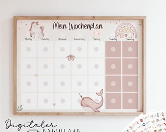 Weekly plan for children/ Weekly plan unicorn/ Children's weekly plan/ Montessori