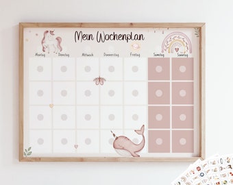 Weekly plan for children/ Weekly plan unicorn/ Children's weekly plan/ Montessori