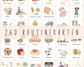 260 Routinekarten  zum ausdrucken/ Tagesroutinekarte für Kinder/ Wochenroutinekarten für Kinder