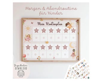 Morgen & Abendroutine für Kinder zum Ausdrucken Fee / Routineplaner mit Sternchen/ Morgenroutine für Kinder Montessori Download