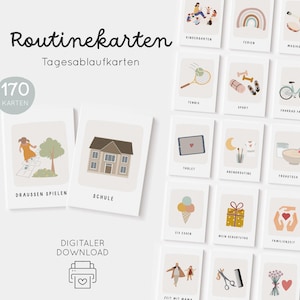 Routinekarten für Kinder zum Ausdrucken Montessori Tagesablauf Lernkarten PDF  Bildkarten digitaler Download