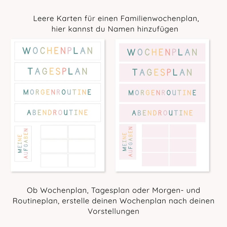 Flexibler Wochenplan Zum Ausdrucken, Tagesplan Oder Aufgabenplan