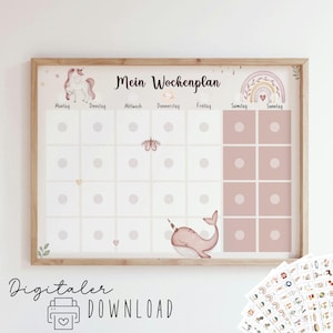 Wochenplan für Kinder  / Wochenplan Einhorn/ Kinder Wochenplan/ Montessori/ zum AUSDRUCKEN