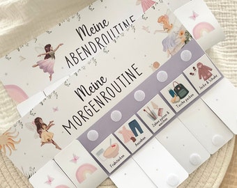 Morgen und Abendroutine für Kinder zum Ausdrucken Fee, Montessori Routineplaner mit Sternchen,  Routineplan für Kinder