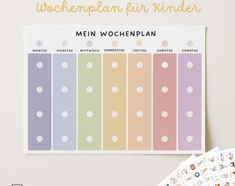 Wochenplan für Kinder bunt visuelle Wochenübersicht mit 350 Routinekarten Montessori Druckvorlage für mehr Struktur im Alltag editierbar