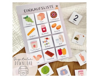Einkaufsliste für Kinder mit 210 Karten  Lernen & Einkaufsplanung für Familien  Einkaufskarten zum Ausdrucken