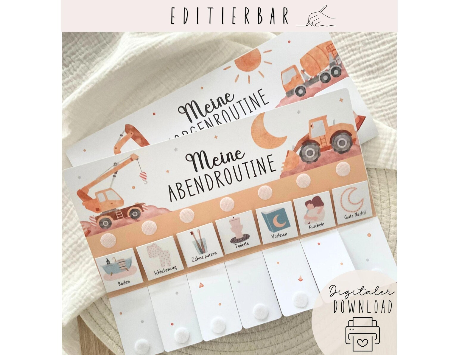 Editable Kid Routine Morning & Evening Routine PDF Flip Chart Visual Daily Routine for Kids ...
