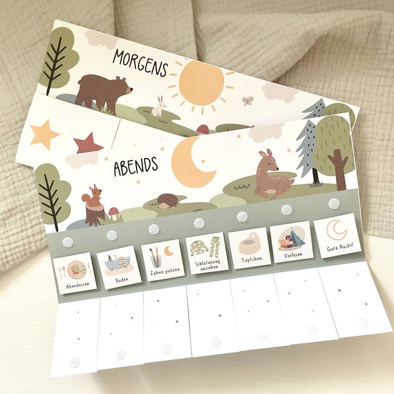 Morning & evening routine for children forest animals/ routine plan with stars/ routine plan for children/ to print out image 5