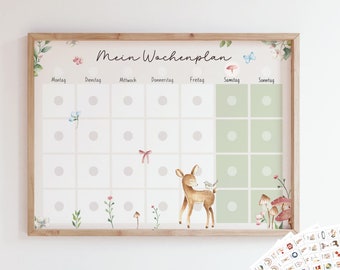 Wochenplan für Kinder/ Wochenplan Reh/ Kinder Wochenplan/ Personalisiert/ Montessori