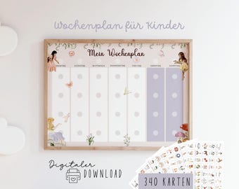 Wochenplan für Kinder zum Ausdrucken visuelle Wochenübersicht Fee  Montessori inspiriert mit Symbolen Download