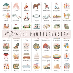 300 Routinekarten für Kinder zum Ausdrucken - Montessori Tagesplan Morgenroutine & Abendroutine  editierbare Routinekarten Download