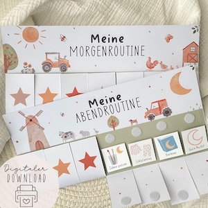 Morgen & Abendroutine für Kinder Bauernhof/ Routineplan mit Sternchen/ Routineplan für Kinder/ Morgenroutine für Kinder/zum ausdrucken