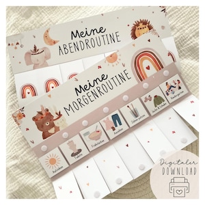 Morgen & Abendroutine für Kinder Boho / Routineplaner mit Sternchen / Morgenroutine für Kinder Montessori Vorlage editierbar zum Ausdrucken