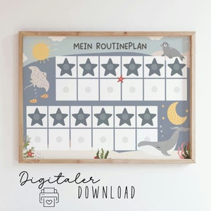 Morgen- und Abendroutine für Kinder, Routineplan für Struktur im Alltag "Unter dem Meer" zum AUSDRUCKEN
