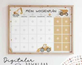 Weekly plan for children/Weekly plan construction site/Children's weekly plan/Personalized/Montessori to print out