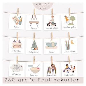 280 Routinekarten extra groß zum Ausdrucken  Morgen & Abend Tagesablauf Kindergarten und Schule Montessori inspiriert Download