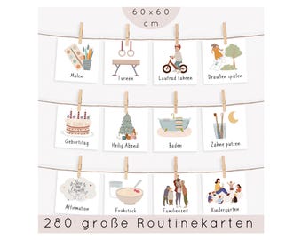 280 Routinekarten extra groß zum Ausdrucken  Morgen & Abend Tagesablauf Kindergarten und Schule Montessori inspiriert Download