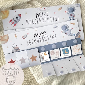 Morgen & Abendroutine für Kinder Space/ Routineplan mit Sternchen/ Routineplan für Kinder/ Morgenroutine für Kinder/zum ausdrucken