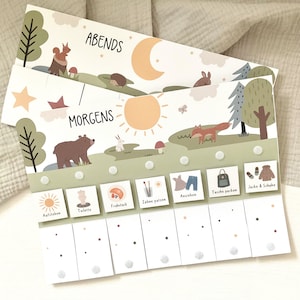 Morning & evening routine for children forest animals/ routine plan with stars/ routine plan for children/ to print out image 2