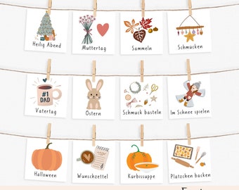 34 extra grote routinekaarten voor feestdagen en seizoenen/om uit te printen/dagkaart voor kinderen/routinekaarten