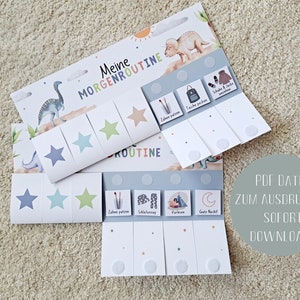 Evening routine for children Dino/ routine plan with stars/ routine plan for children/ morning routine for children/ to print out