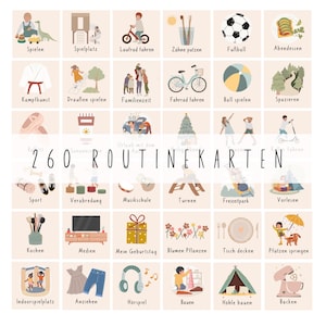260 Routinekarten für Kinder, Tagesplan Morgenroutine & Abendroutine, Tagesablauf Kindergarten und Schule Montessori, zum AUSDRUCKEN