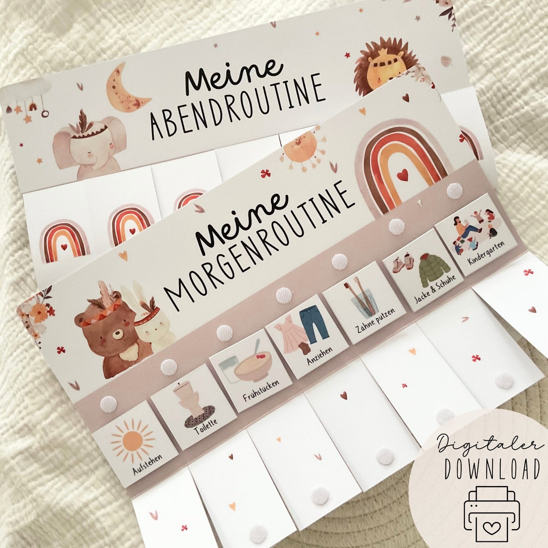 Morgen & Abendroutine für Kinder Boho / Routineplaner mit Sternchen ...