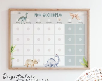 Wochenplan für Kinder/ Wochenplan Dinosaurier / Kinder Wochenplan/ Montessori/zum ausdrucken