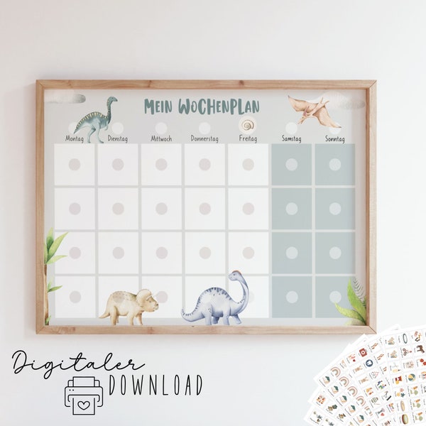 Wochenplan für Kinder/ Wochenplan Dinosaurier / Kinder Wochenplan/ Montessori/zum ausdrucken